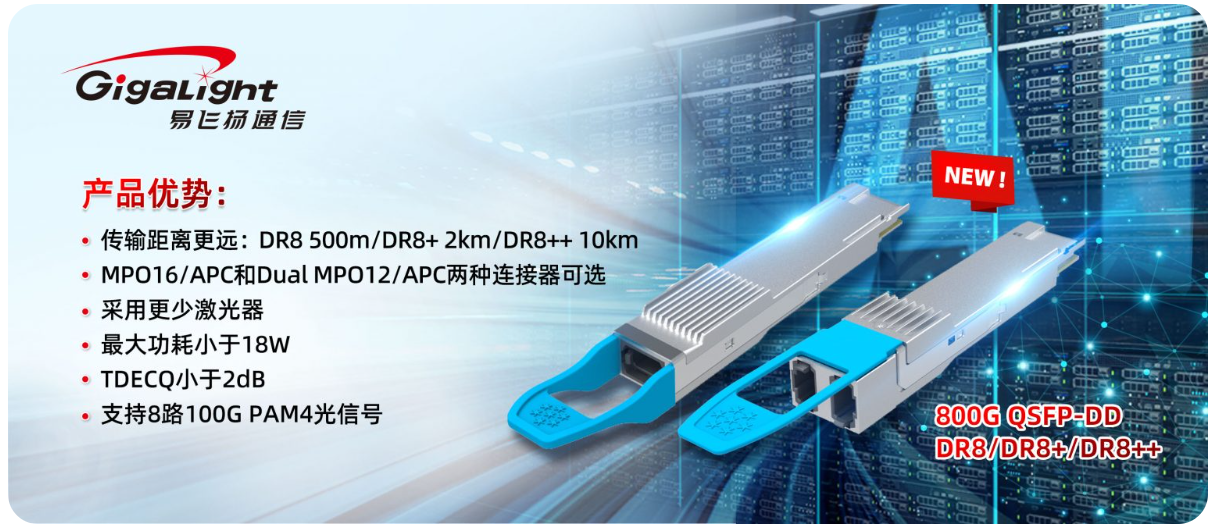 易飛揚(yáng)推出800G QSFP-DD DR8/DR8+/DR8++硅光模塊，硅光利好AI算力